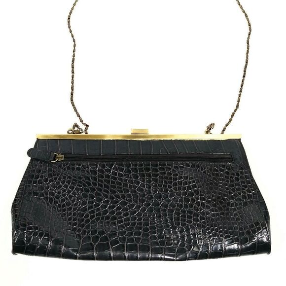 Jessica McClintock Vegan Crocodile Skin Leather Clutch - Picture 2 of 9